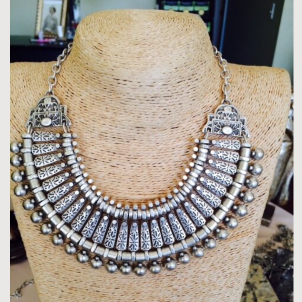 Statement Silver-Tone Bib Necklace - Women Jewelry